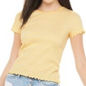 yellow striped ruched tee